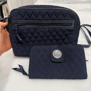 Vera Bradley Navy Quilted Crossbody Bag and Wallet